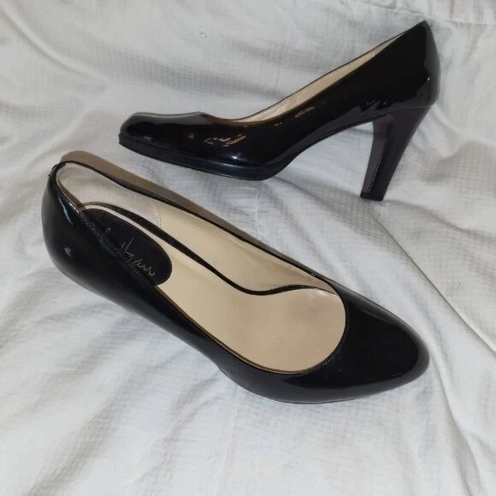 Cole Haan Black Patent Leather Air Platform Office Cocktail Pumps Heels - 8